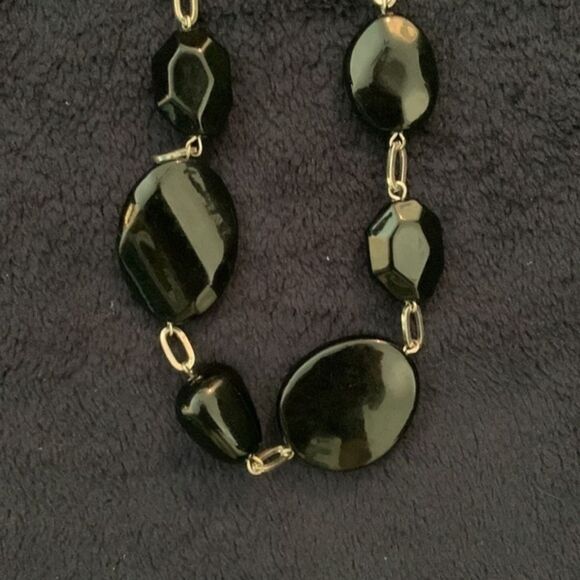 Black and silver longer length statement necklace - Picture 3 of 4